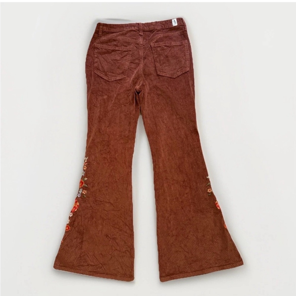 Altar'd State Emmaline Embroidered Corduroy Pants Flare Bell Bottom Sz 28 Boho - Picture 2 of 7